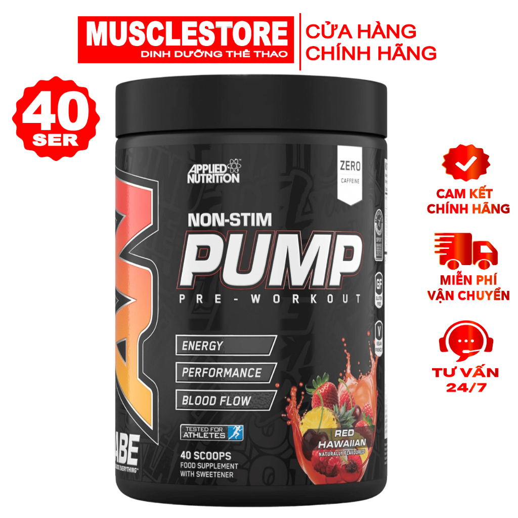 APPPLIED NUTRITION ABE PUMP (40 Lần Dùng), Pre-Workout Không Caffeine, Tăng Sức Mạnh, Không Mất Ngủ