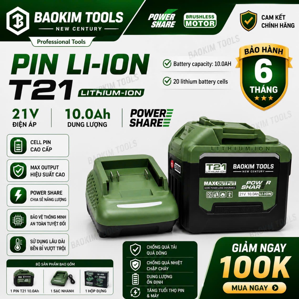 Combo Pin 20 Cell THPRO, Mạch 4 Mosfet, Bảng Mạch To Chống Ngắt Tải, Có Đèn Led Báo Pin, Vỏ ABS chốn
