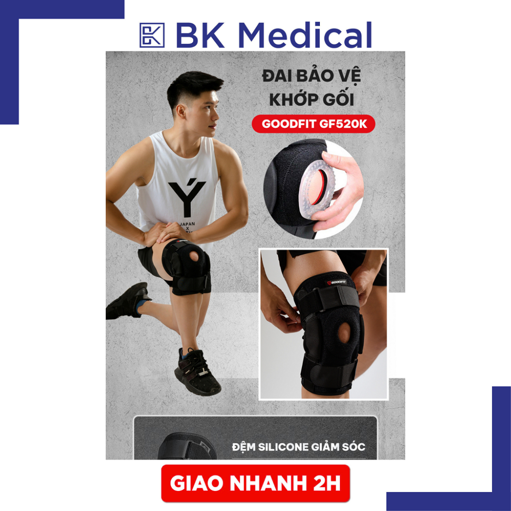 (hỏa tốc) Bó Gối Goodfit GF520K (H5) Có Thanh Nẹp – Hỗ Trợ Sau Mổ Dây Chằng, Bảo Vệ Khớp Gối