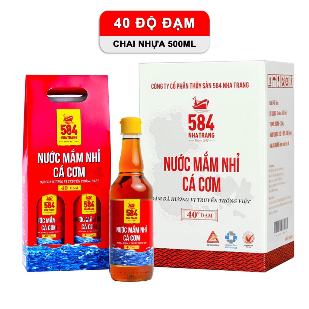 NƯỚC MẮM 584 NHA TRANG 40 ĐỘ ĐẠM – THÙNG 6 CHAI NHỰA 500ML – N0540