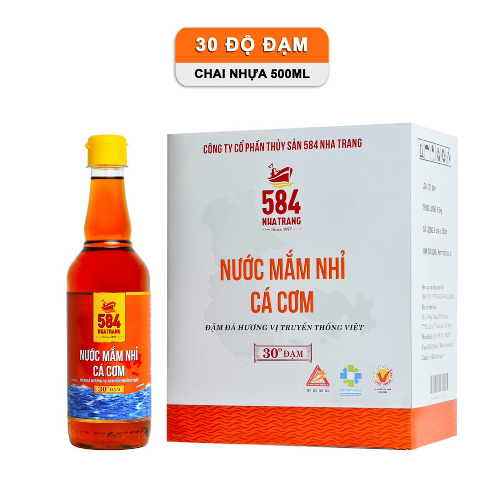 NƯỚC MẮM 584 NHA TRANG 30 ĐỘ ĐẠM – THÙNG 6 CHAI NHỰA 500ML – N0530