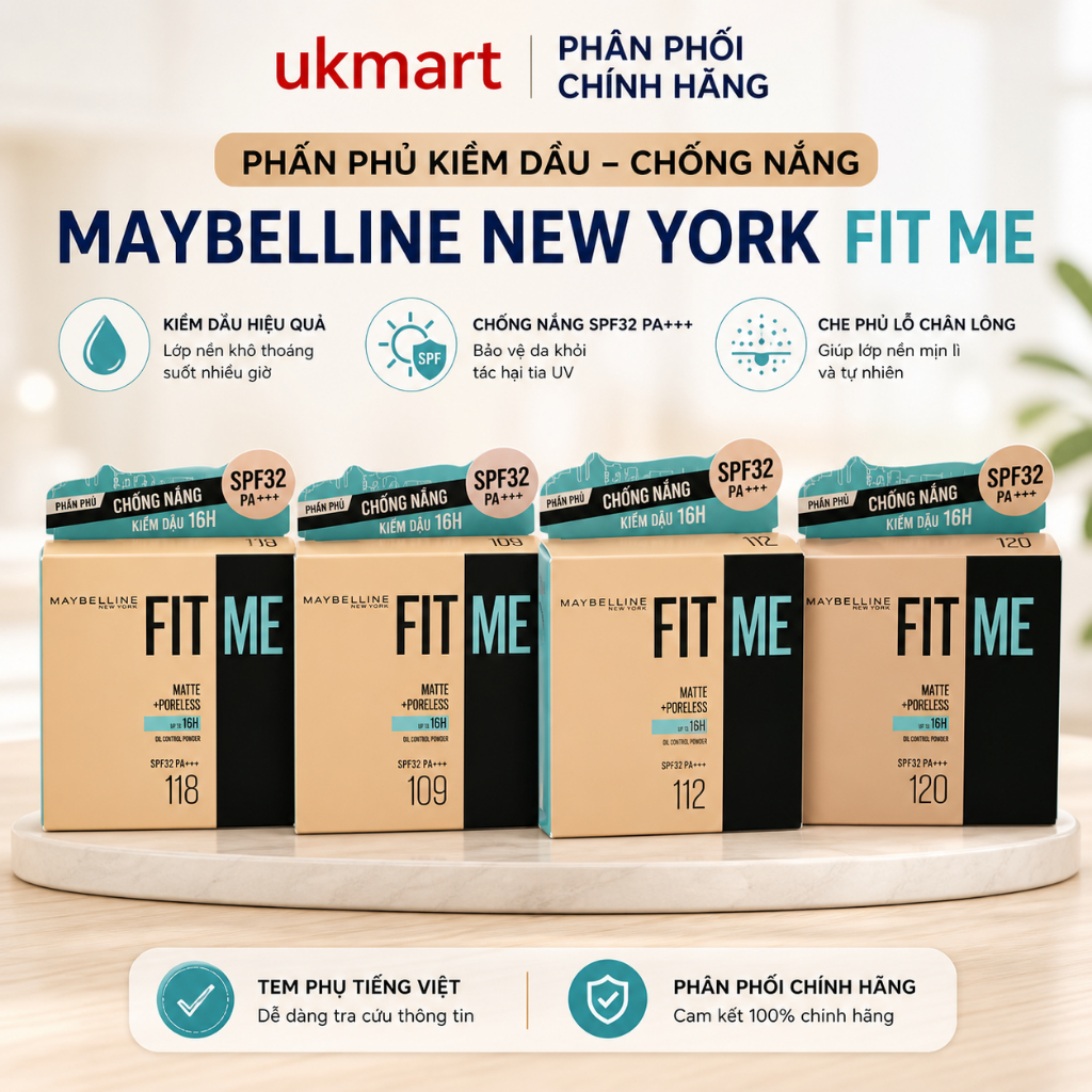Phấn Nền Maybelline Mịn Nhẹ Kiềm Dầu Chống Nắng #109 6g