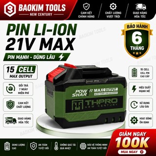 Pin THPRO 15 Cell 6Ah, Mạch 4 Mosfet, Bảng Mạch To Chống Ngắt Tải, Có Đèn Led Báo Pin, Vỏ ABS chống va đập, chống cháy