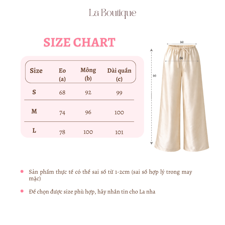 [GIÁ SỐC] Quần Lụa Ống Suông Dây Rút La Boutique SS26 - QD005-2604LAT | BigBuy360 - bigbuy360.vn