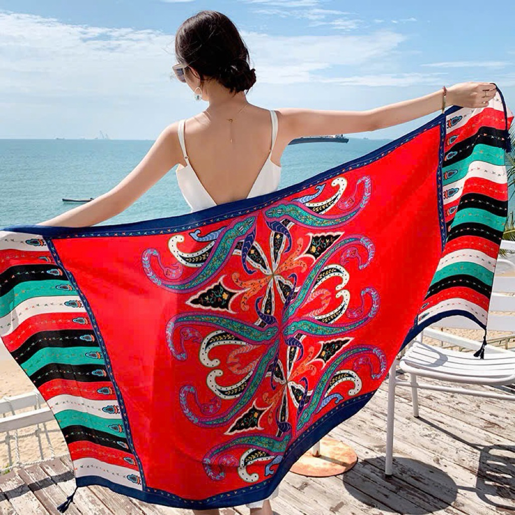 ⸻  🌊 Khăn Choàng Boho Đi Biển – Khăn Choàng Vintage Siêu Xinh 🌊
