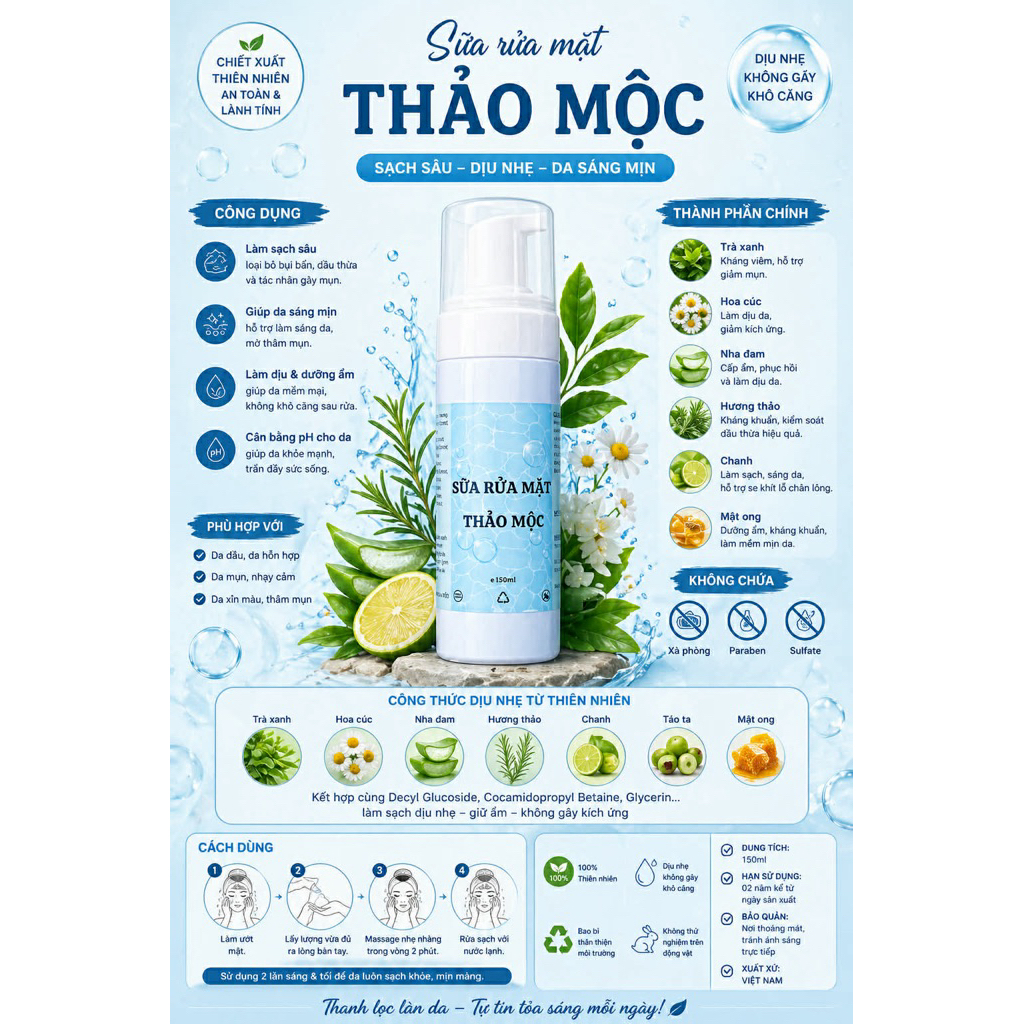 Sữa rửa mặt thảo mộc Sóc Con