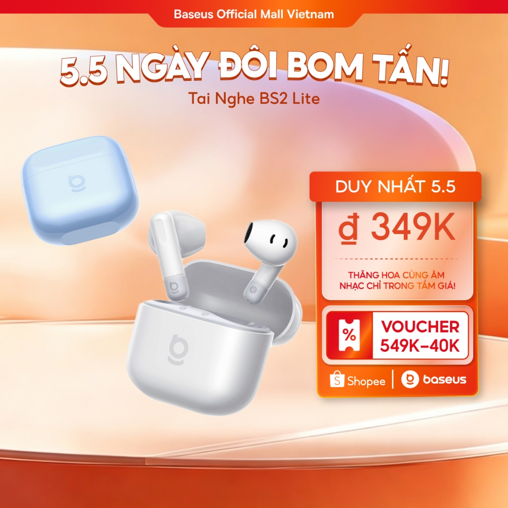 [Giá Sinh Viên - Chọn Là Mê!] Tai Nghe Baseus Bass BS2 Lite Bluetooth 6.0 &2 Mic AI Call Rõ, Nghe Nhạc, Tập Luyện Cực Đã