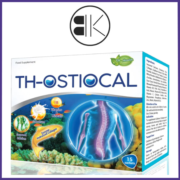 TH - Ostiocal - Hỗ trợ bổ sung Canxi, Collagen hỗ trợ xương & răng chắc khỏe, Hộp 15 gói, Malaysia