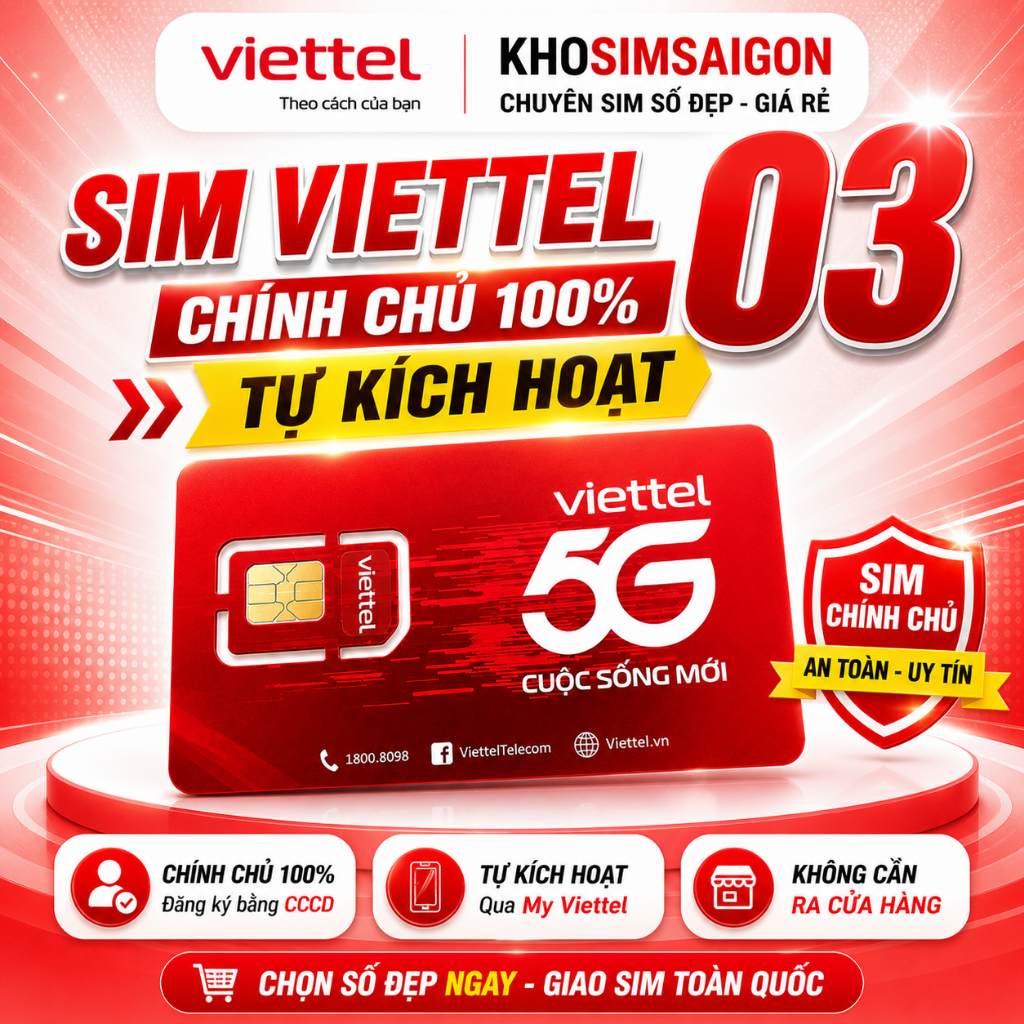 [SIM GIÁ RẺ-H16] SIM 03 Viettel Giá Rẻ – Đăng Ký Online – Không Cần Ra Quầy – Tự Kích Hoạt Qua MyVie