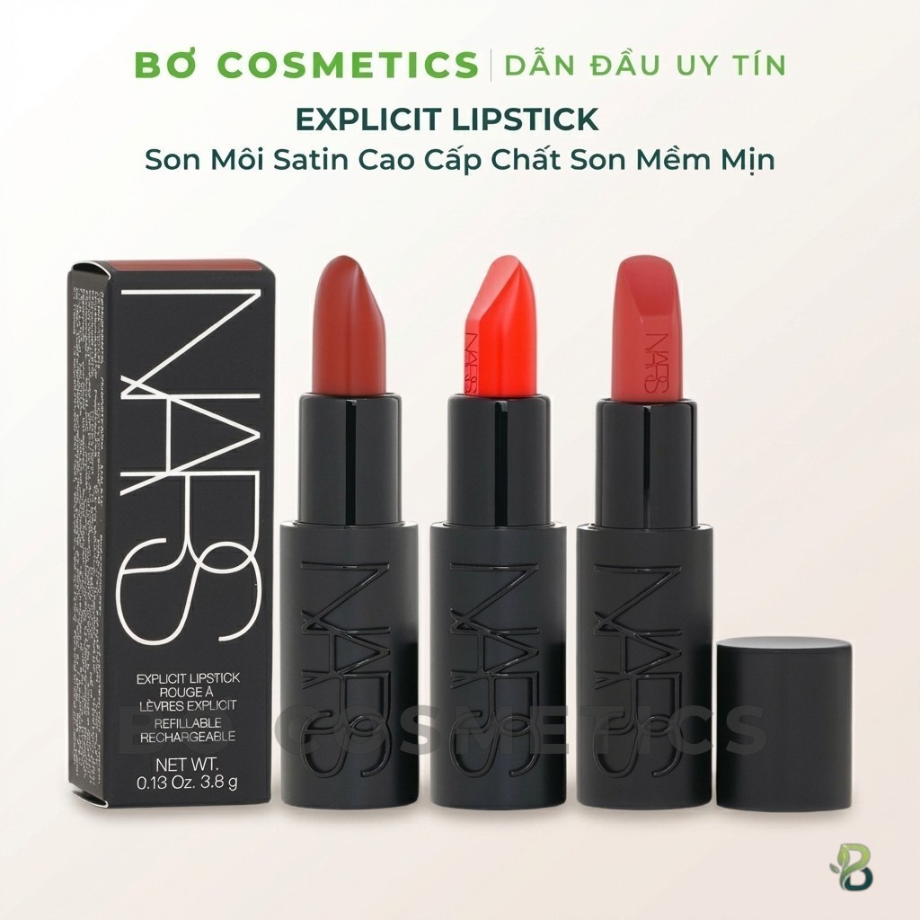 [Bơ Cosmetics] Son thỏi NARS Explicit Lipstick - Hiệu Ứng Mềm Mịn, Màu Sắc Rực Rỡ