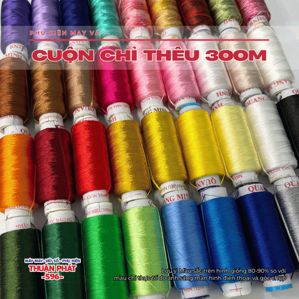 Cuộn Chỉ Thêu Máy May Gia Đình - Sợi Chỉ Bóng Dùng Thêu Tay, Thêu Máy Lắc Tay, Thêu Trang Trí