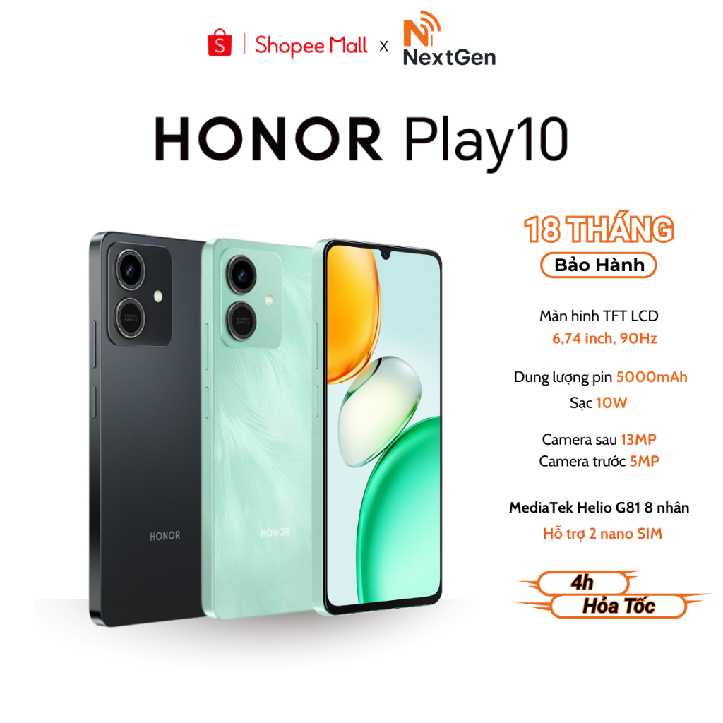 Điện thoại HONOR Play 10 (3GB + 64GB) (4GB + 128GB) Tần số quét 90Hz - Bảo Hành Chính Hãng 18 Tháng