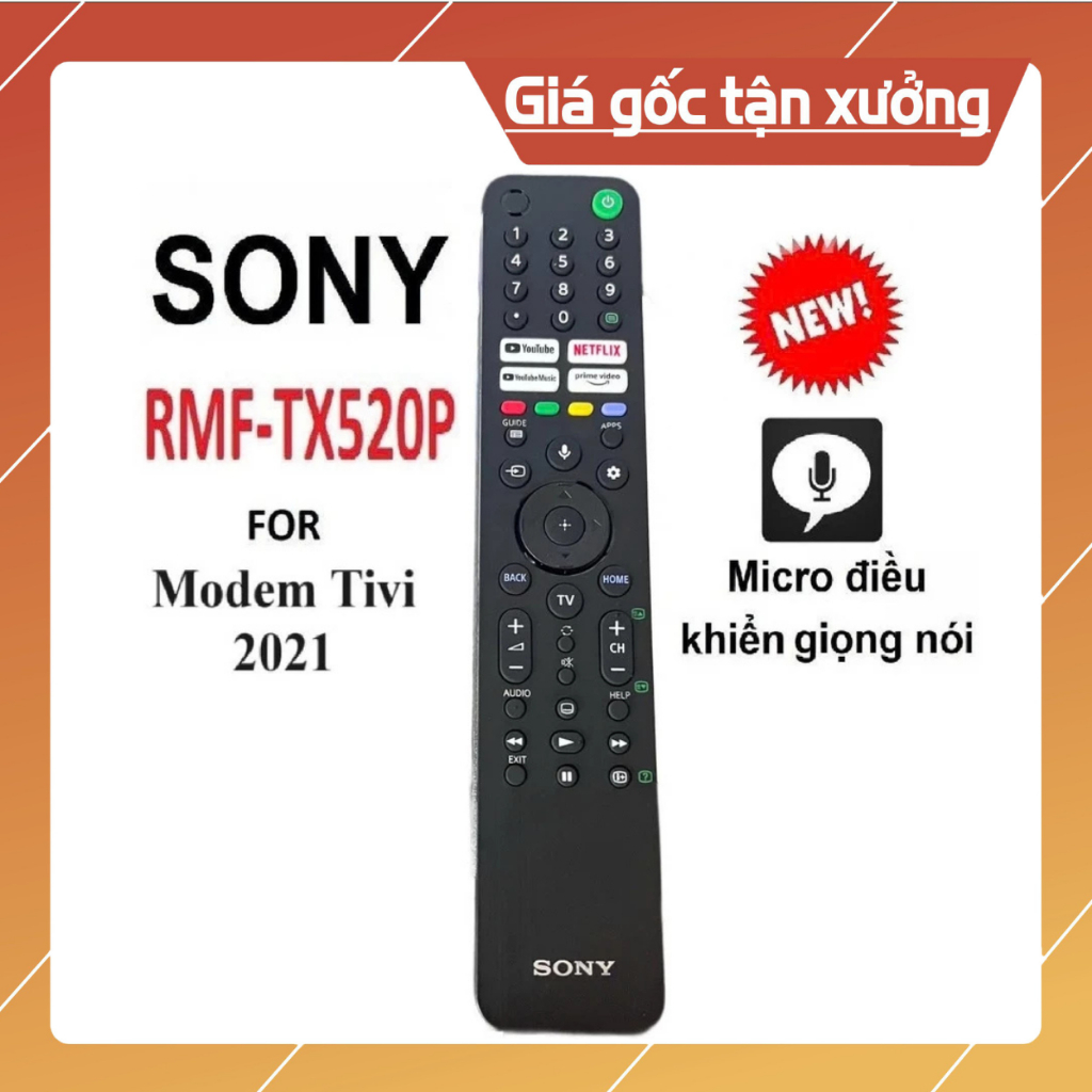[Rẻ Nhất Việt Nam] Remote điều khiển tivi SONY RMF-TX520U, điều khiển TV Sony 55in 4K - Tặng kèm pin
