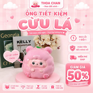Ống tiết kiệm CỪU LÁ (Lỗ Tròn) Size TO tiết kiệm tiền, decor, trang trí, quà tặng… THOA CHAN - HEO ĐẤT XINH