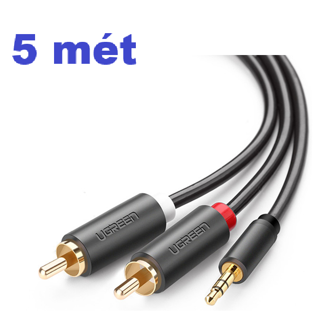 Cáp audio 3.5mm-> 2 RCA Ugreen 5m (10513) chính hãng
