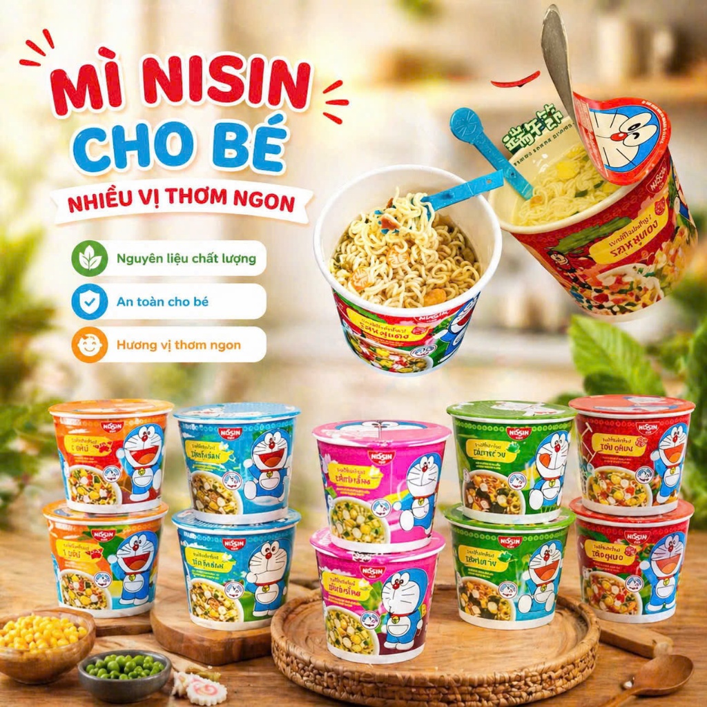 Lốc 6 hộp Mì Doremon Nissin Thái Lan siêu ngon nhiều vị cho bé