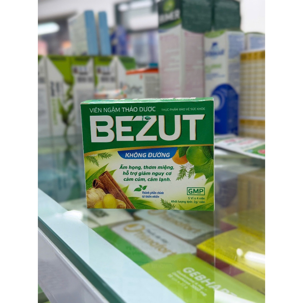[DR HUY HANH] CE29 Viên ngậm thảo dược Bezut không đường H/5 vỉ x 4 viên làm ấm họng