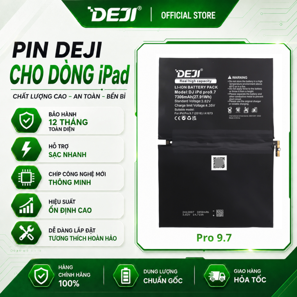 Pin Deji Dành Cho iPad Pro 9.7 (7306mAh) | Model A1664 | A1673 | A1674 | A1675 | A1664