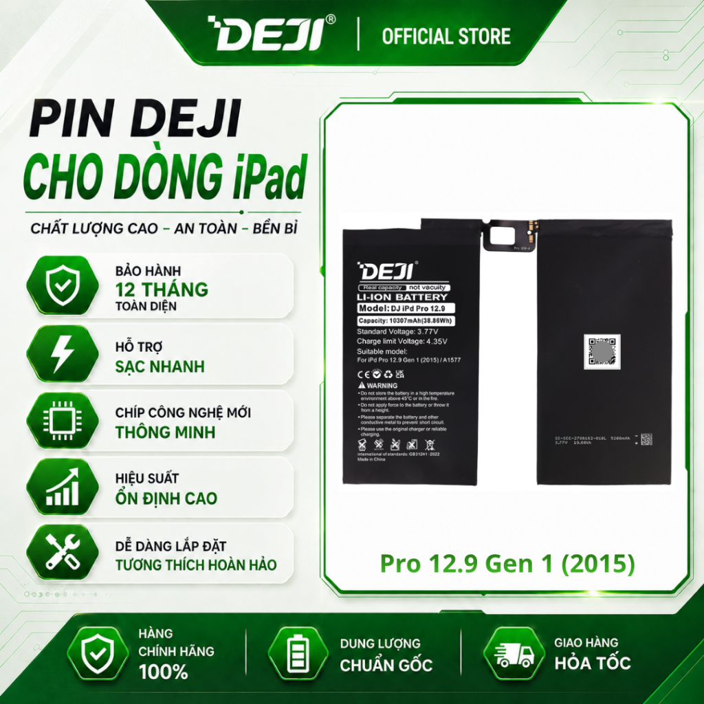 Pin Deji Dành Cho iPad Pro 12.9 Gen 1 (10.307mAh) | Model A1584 | A1652 | A1577