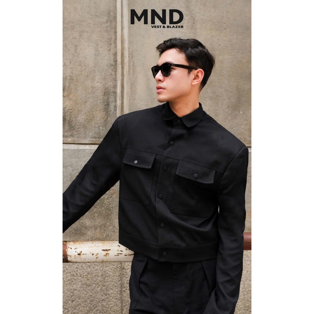 MND - Áo khoác croptop nam chất kaki bố - Màu đen