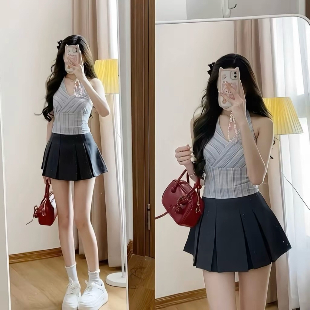 [thanh lí] Áo yếm 2 dây thiết kế lưng chun 3 màu peonyb - Thun nữ kiểu bánh bèo tiểu thư hotgirl seễ