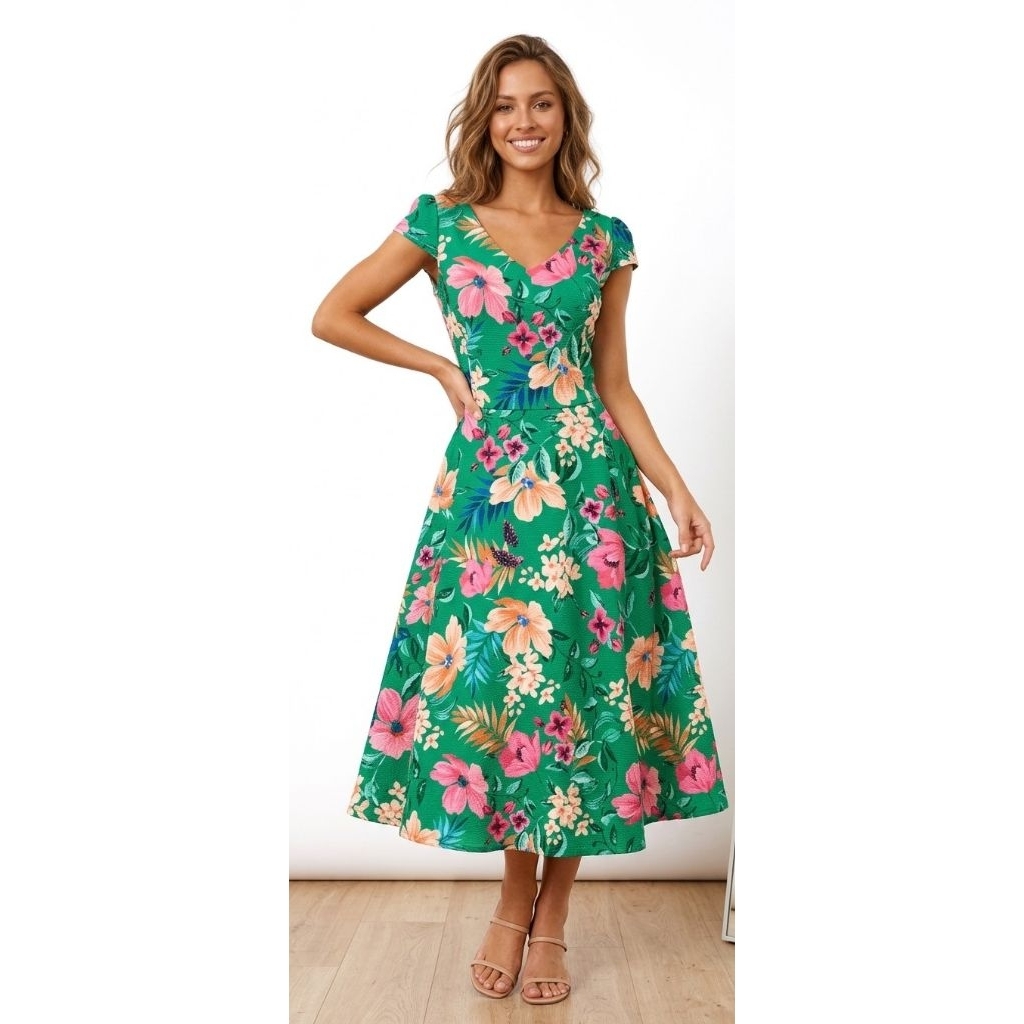 Đầm bông cổ chữ V R&M Richards size 10(N100-105,E88-93)