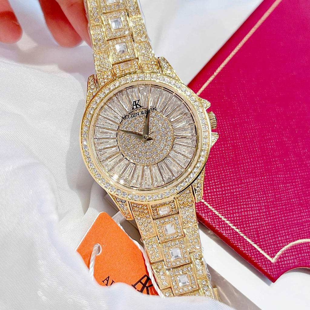 Đồng hồ nữ đính đá vàng gold sang trọng size 36mm - Allien Kevin AK10419