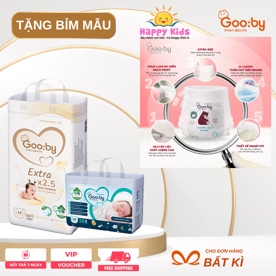 [Tặng Bỉm] Tã Dán, Bỉm Quần (Ngày-Đêm) Gooby mềm mịn, siêu mỏng, siêu thấm hút, đủ size NB-4XL
