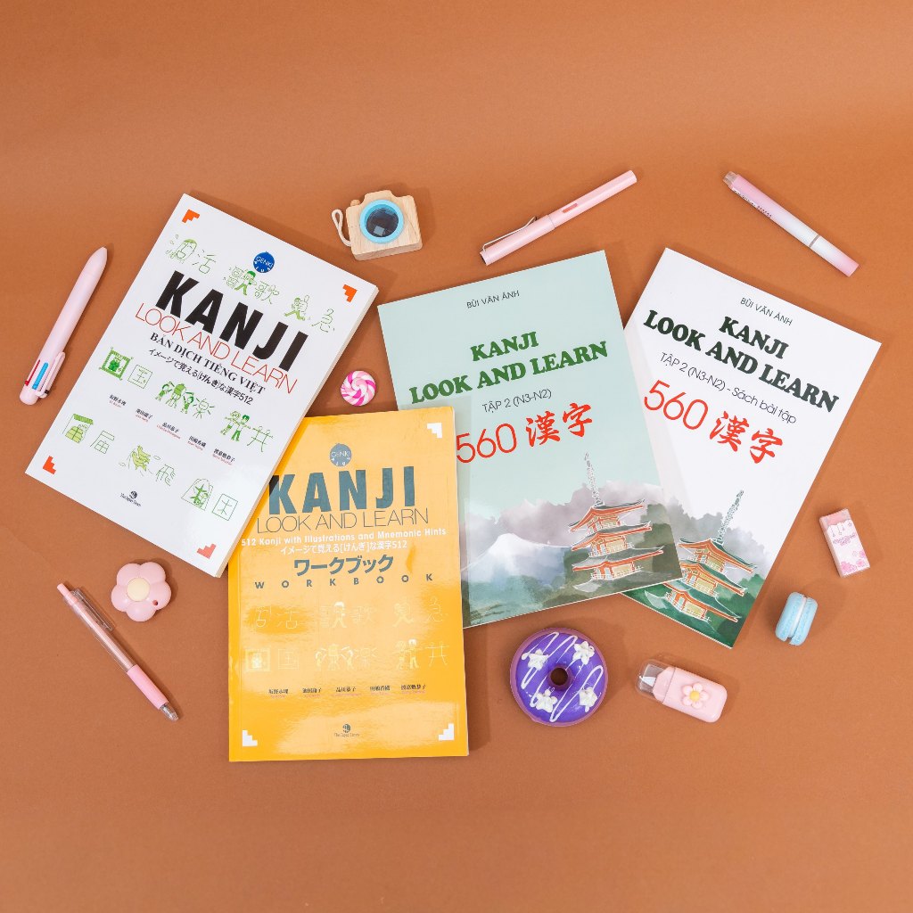 Sách | Combo Kanji 512 + Kanji 560 + Kanji Look And Learn N3–N1 | Trọn Bộ Học Kanji Từ Cơ Bản Đến Nâ