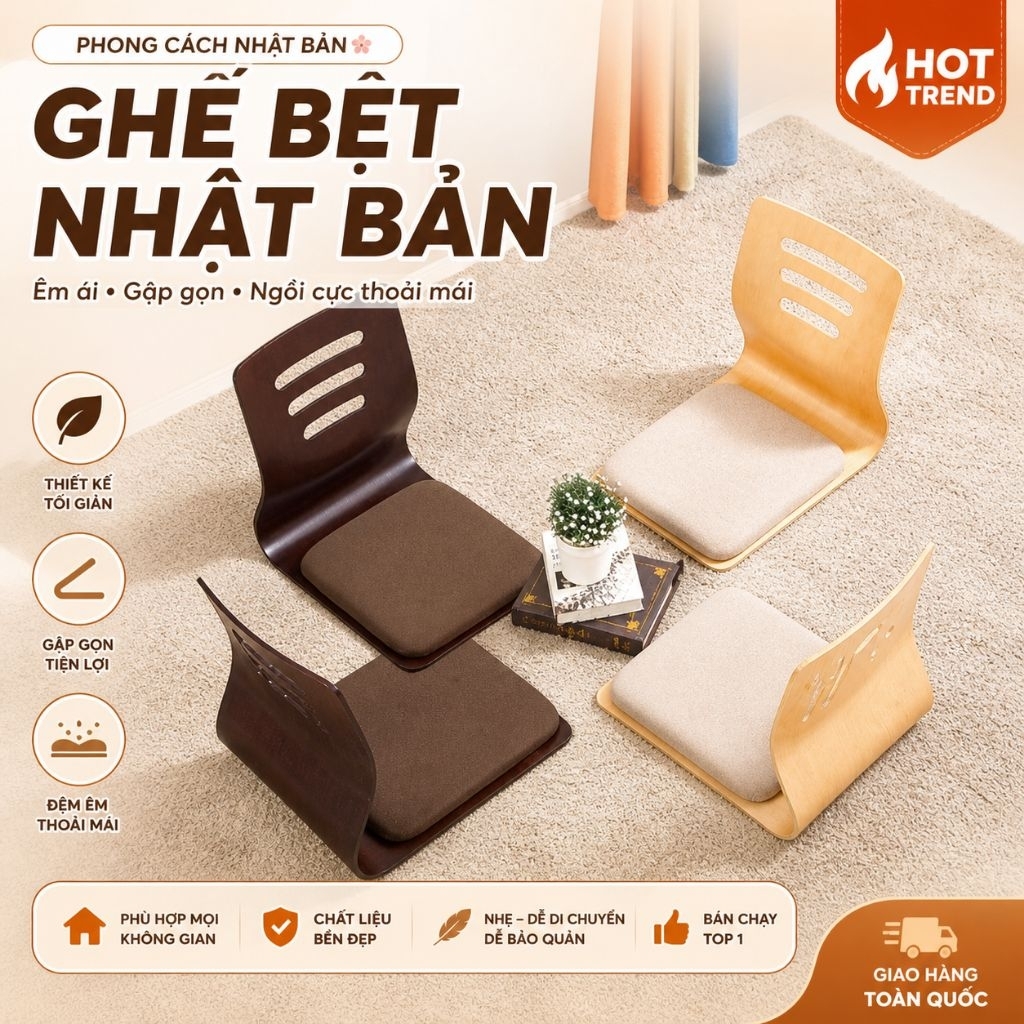 Ghế bệt gỗ kiểu nhật, bảo vệ cột sống D227 (nhập khẩu)