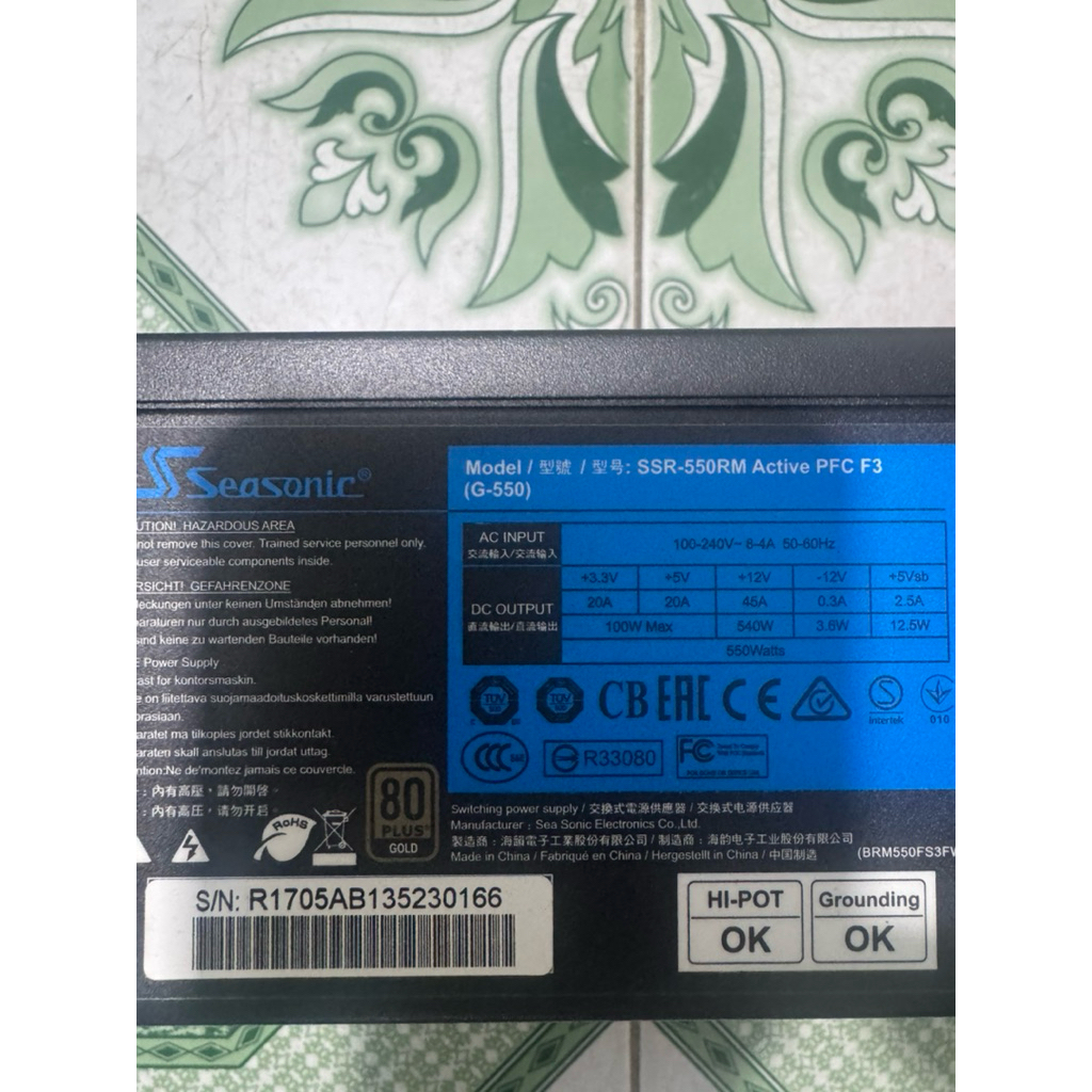 nguồn seasonic 550w 80plus đẹp