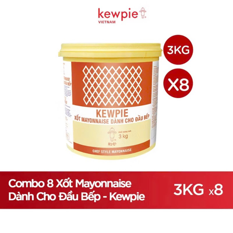 Xốt Mayonnaise 3 kg kewpie dành cho đầu bếp (Xô đỏ)