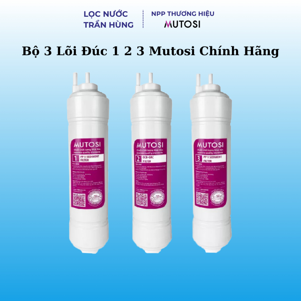 Bộ 3 Lõi Đúc 1 2 3 Mutosi  - Bộ Lõi Lọc Thô Mutosi