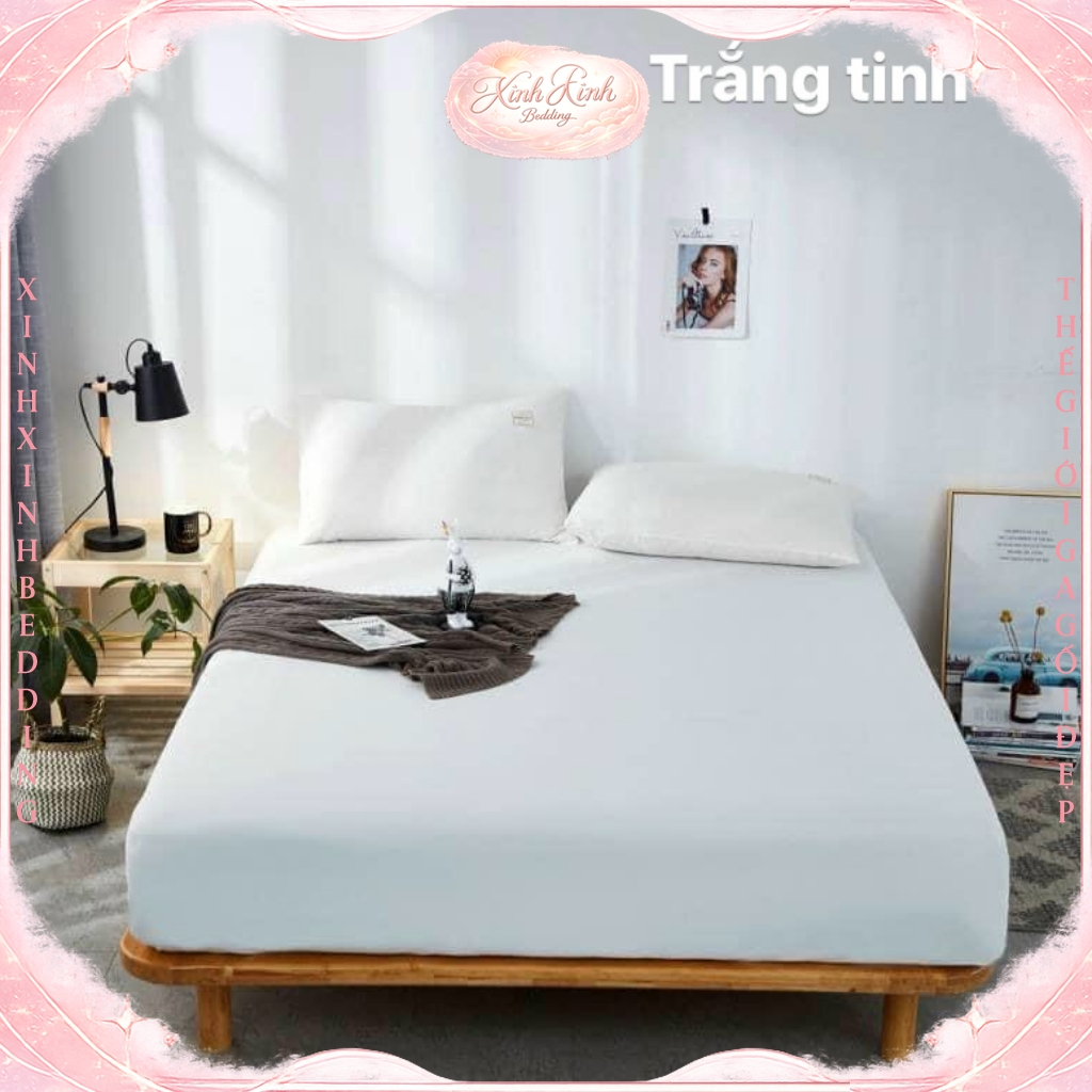 Ga Giường Khách Sạn Homestay Cotton Tici Trắng Trơn Và Nhiều Màu Không Bai Xù Thấm Hút Tốt