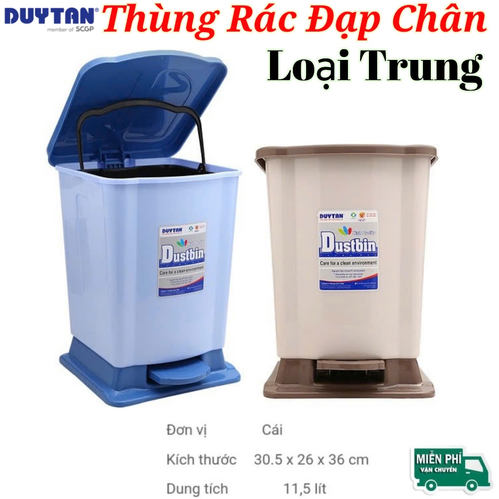 🌱Thùng Rác Chân Đạp Vuông Trung 11.2 Lít DUY TÂN ,Nhựa PP Chính Hãng 🌱Duytanstore🌱