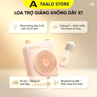 Loa Trợ Giảng Không Dây X1, 2 Micro Cài Áo Nam Châm, Pin 16H Chống Hú Cho Giáo Viên (BH 6T) mở
