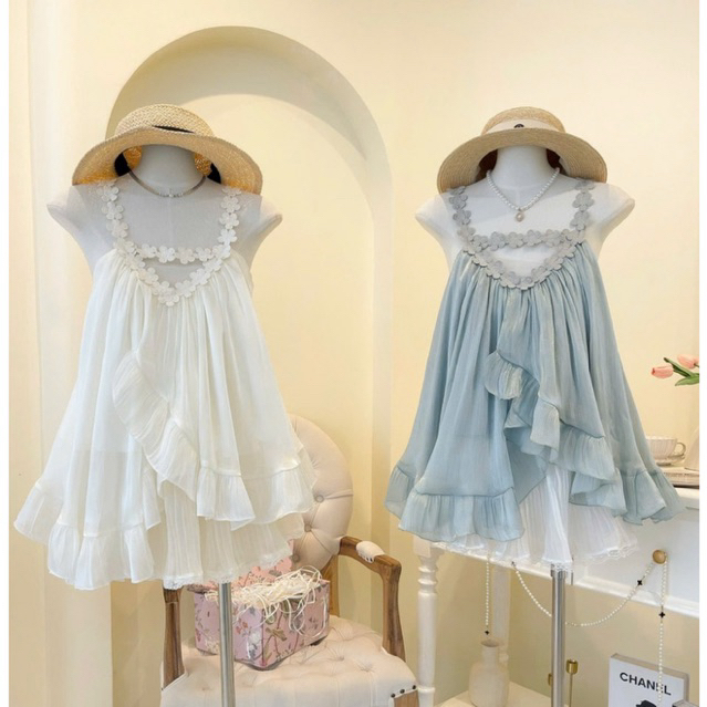 SET TƠ VIỀN REN CỔ 2 DÂY + CHAN VÁY TƠ BỒNG BY DULCIE