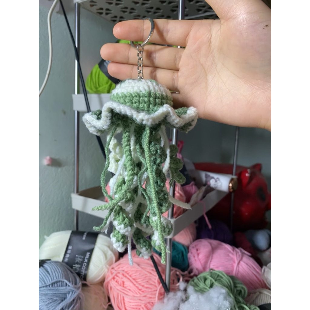 móc khoá len con sứa