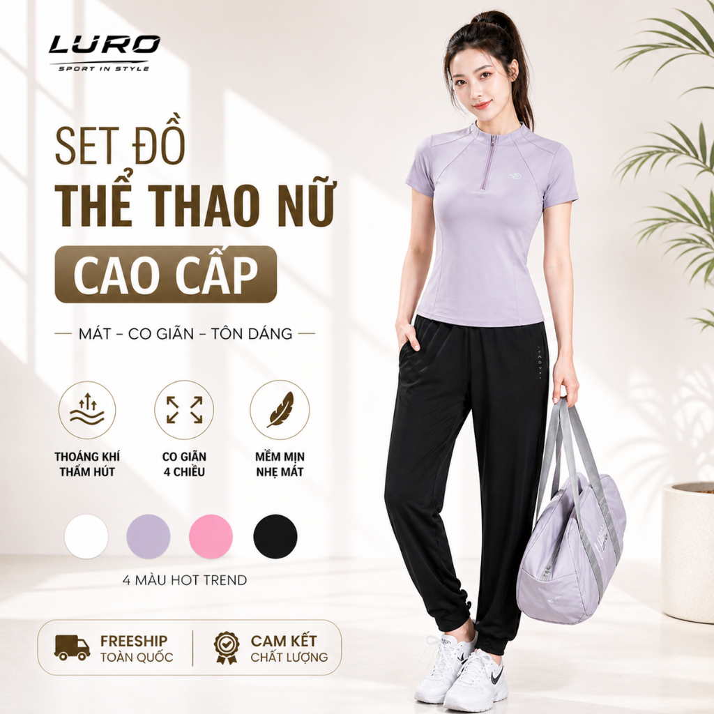 S14 — Bộ đồ tập nữ áo cổ trụ jogger