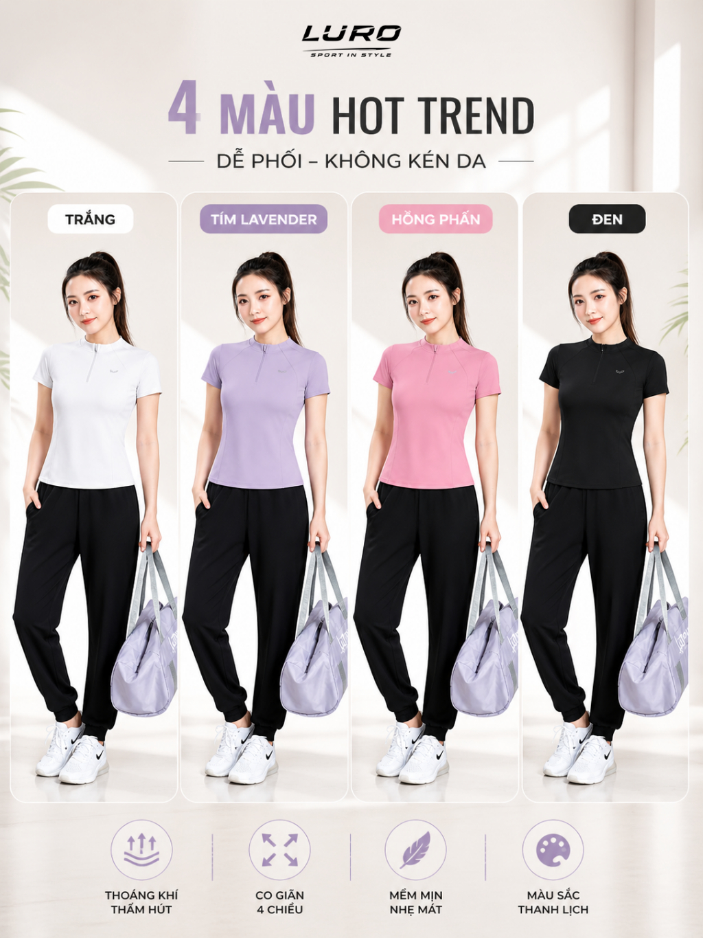 S14 — Bộ đồ tập nữ áo cổ trụ jogger 2