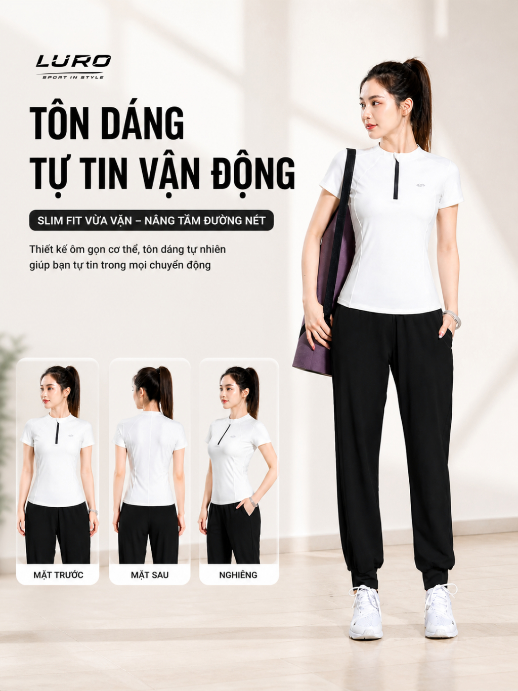 S14 — Bộ đồ tập nữ áo cổ trụ jogger