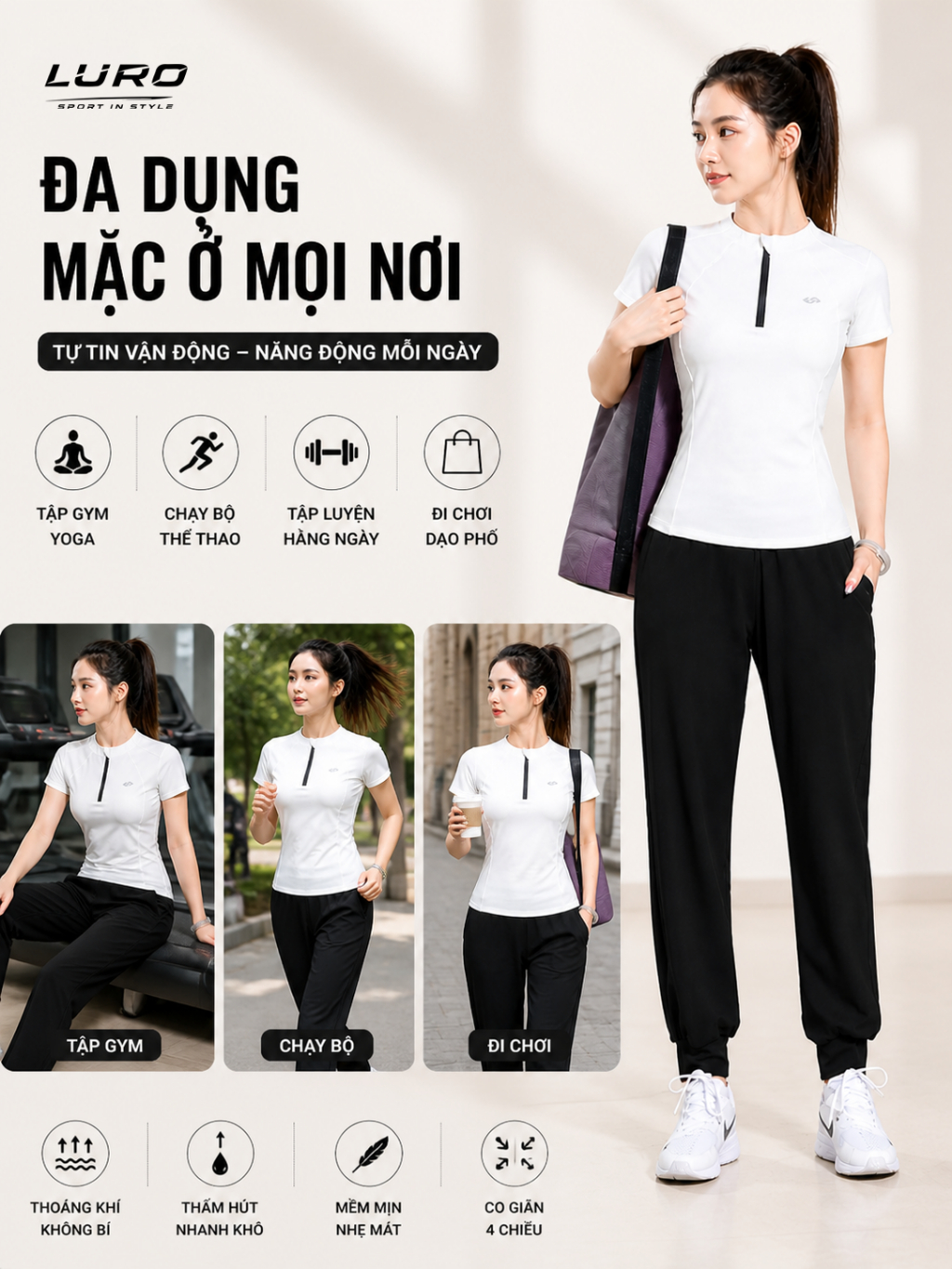 S14 — Bộ đồ tập nữ áo cổ trụ jogger 4