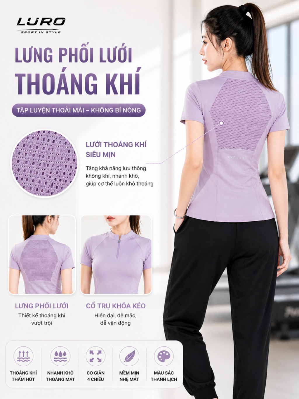 S14 — Bộ đồ tập nữ áo cổ trụ jogger 5