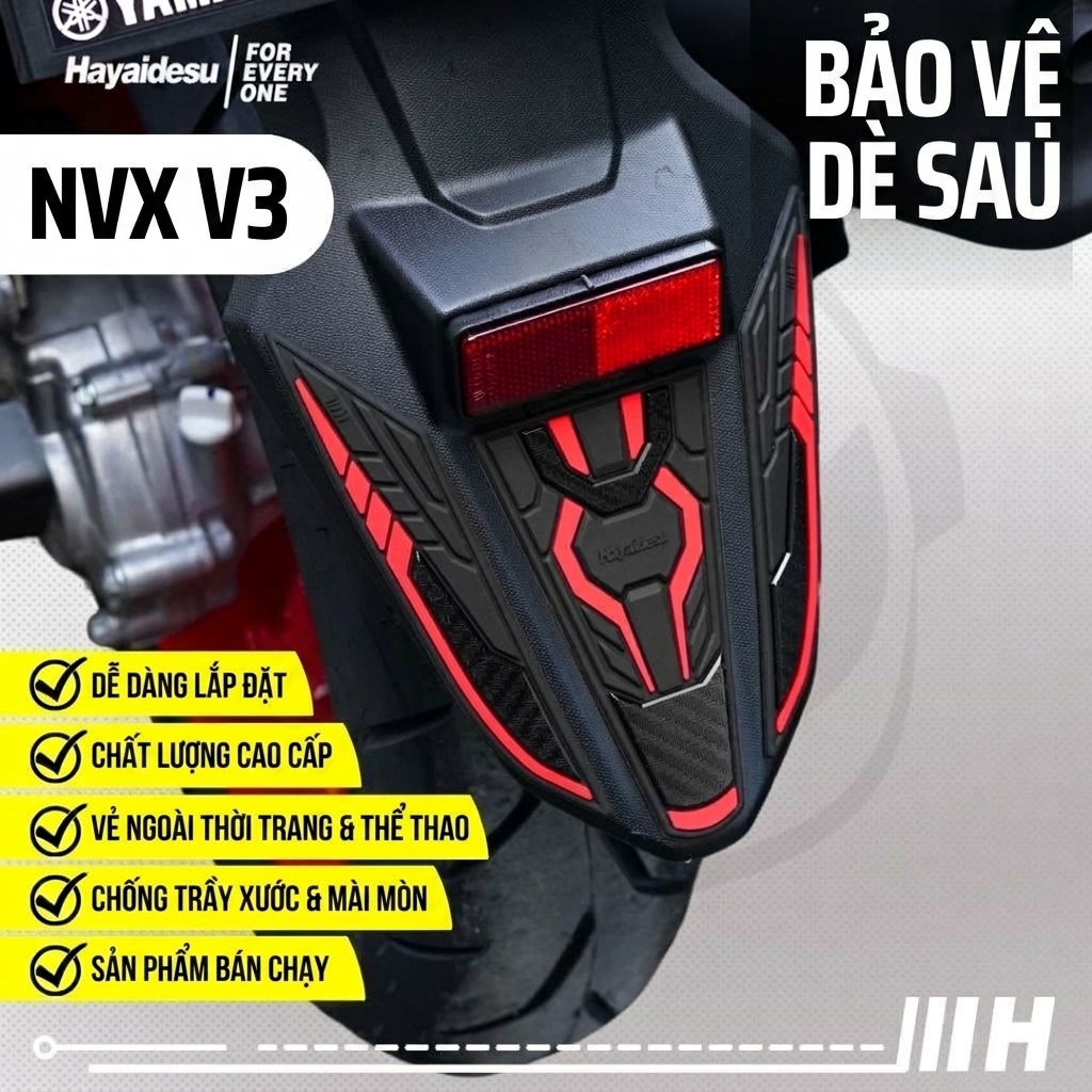 Hayaidesu Yamaha NVX V3 - Miếng dán bảo vệ chống trầy dè sau chính hãng