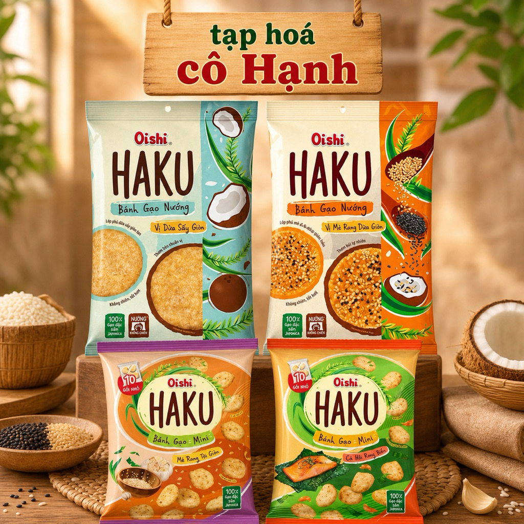 🍘 BÁNH GẠO NƯỚNG OISHI HAKU – GIÒN TAN, ĂN LÀ GHIỀN 🍘