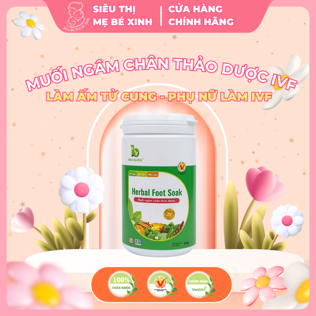 Muối ngâm chân thảo dược IVF Bảo Nhiên - Giữ ấm tử cung cho người chuẩn bị làm IVF - Hũ 500gr