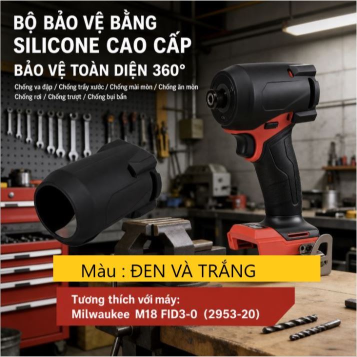 Ốp bảo vệ Milwaukee M18  2953-22 M18 FUELO 1/4    Ốp silicon chống rơi và chống bụi.
