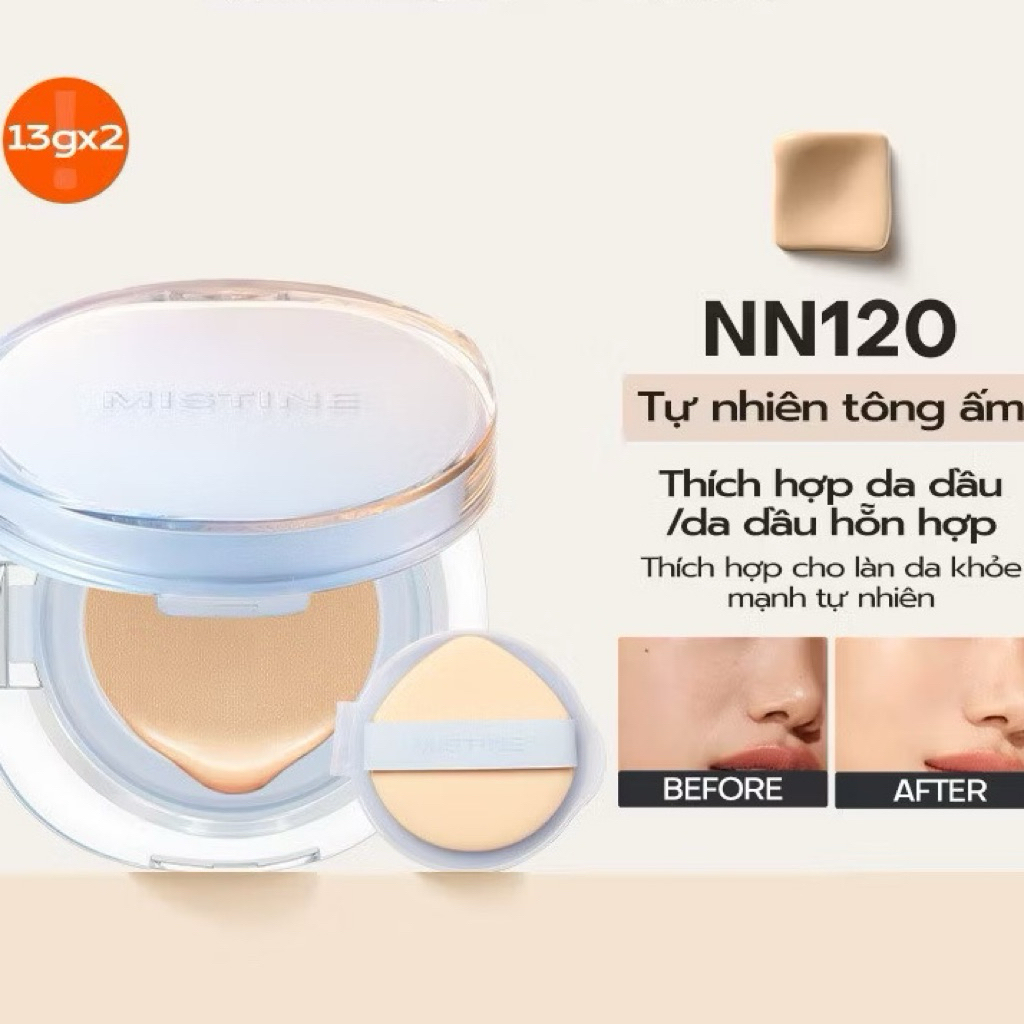 [KÈM LÕI] Phấn Nước MISTINE Cushion Poreless BB CC Kiềm Dầu Ẩm Mịn Cho Nhiều Loại Da 13gx2