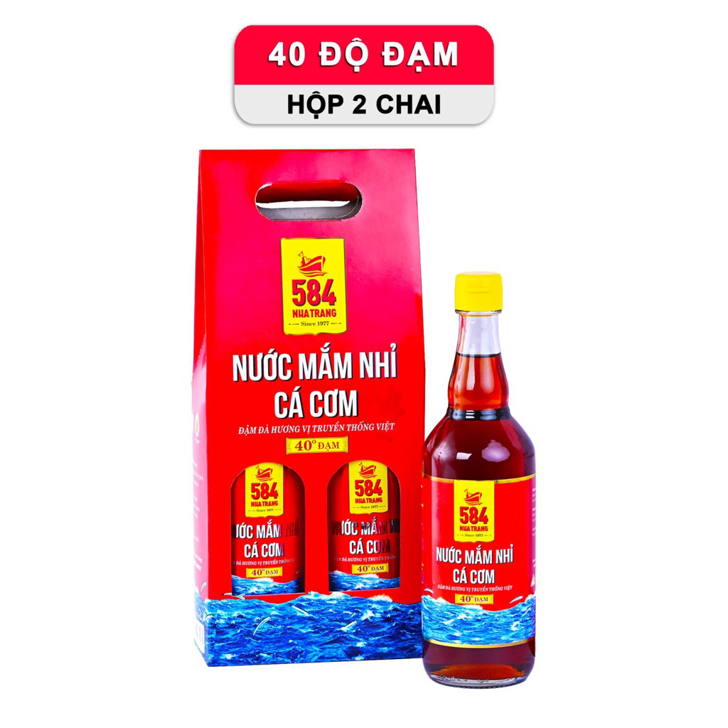 NƯỚC MẮM 584 NHA TRANG 40 ĐỘ ĐẠM – HỘP 2 CHAI NHỰA (500 ML) T0540-2