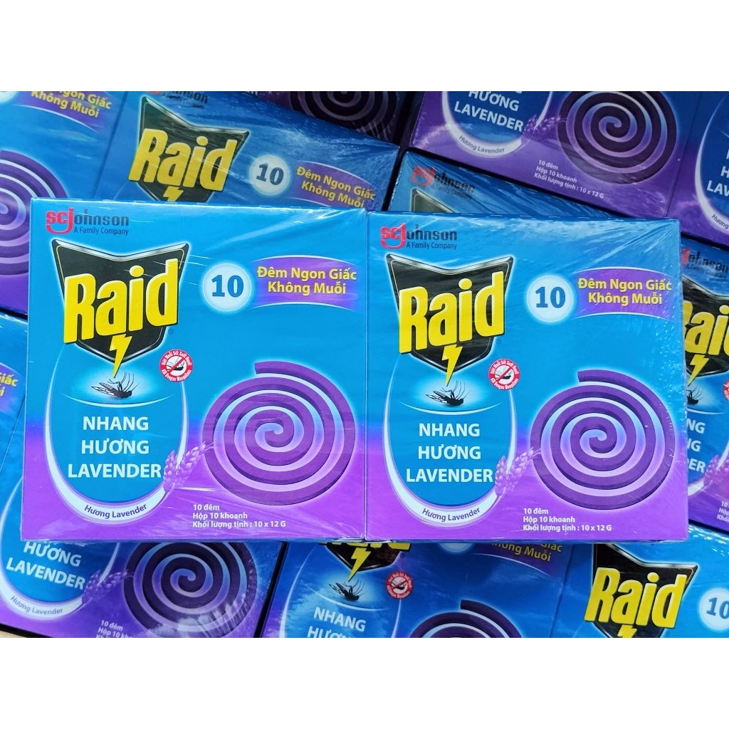 LỐC 6 HỘP NHANG MUỖI RAID, NHANG HƯƠNG LAVENDER